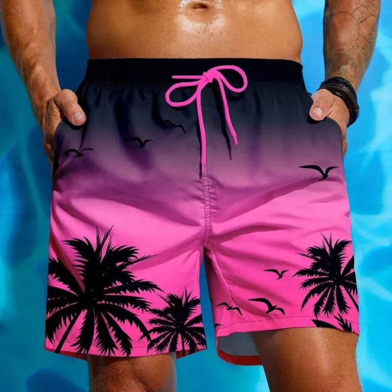 Men's ethnic style swimming trunks in polyester with loose board shorts design