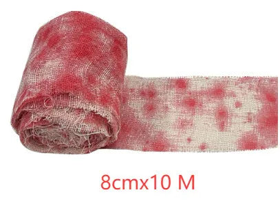 Halloween bloody cloth colour bandage gauze roll with 8cm width polyester fabric