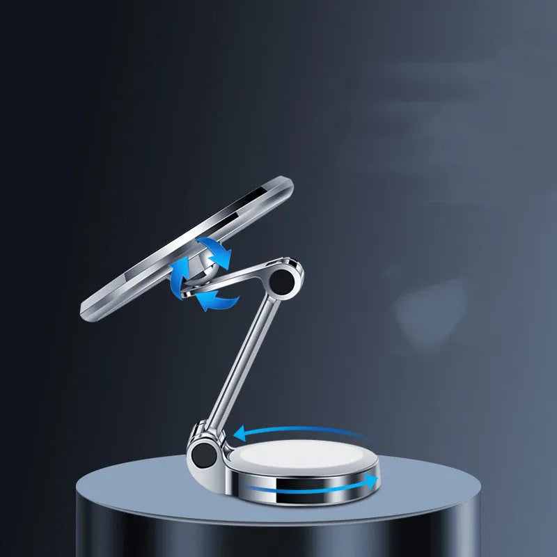 Car mobile phone holder with flexible clip and 360-degree rotation bracket in obsidian black.