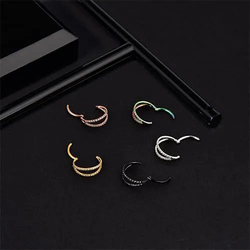 G23 titanium alloy nose ring earrings with diamond finish in multiple gauge and length sizes
