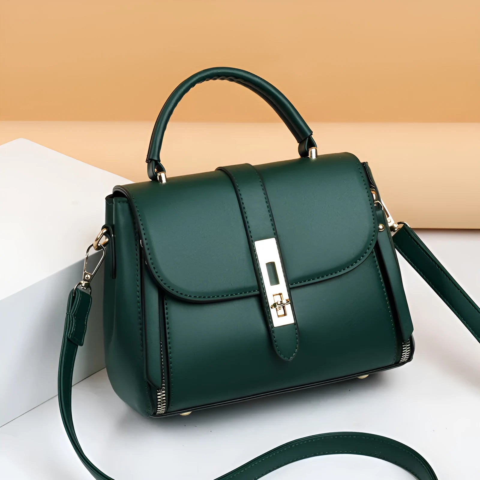 Soft PU leather women's messenger bag in square vertical design with single strap