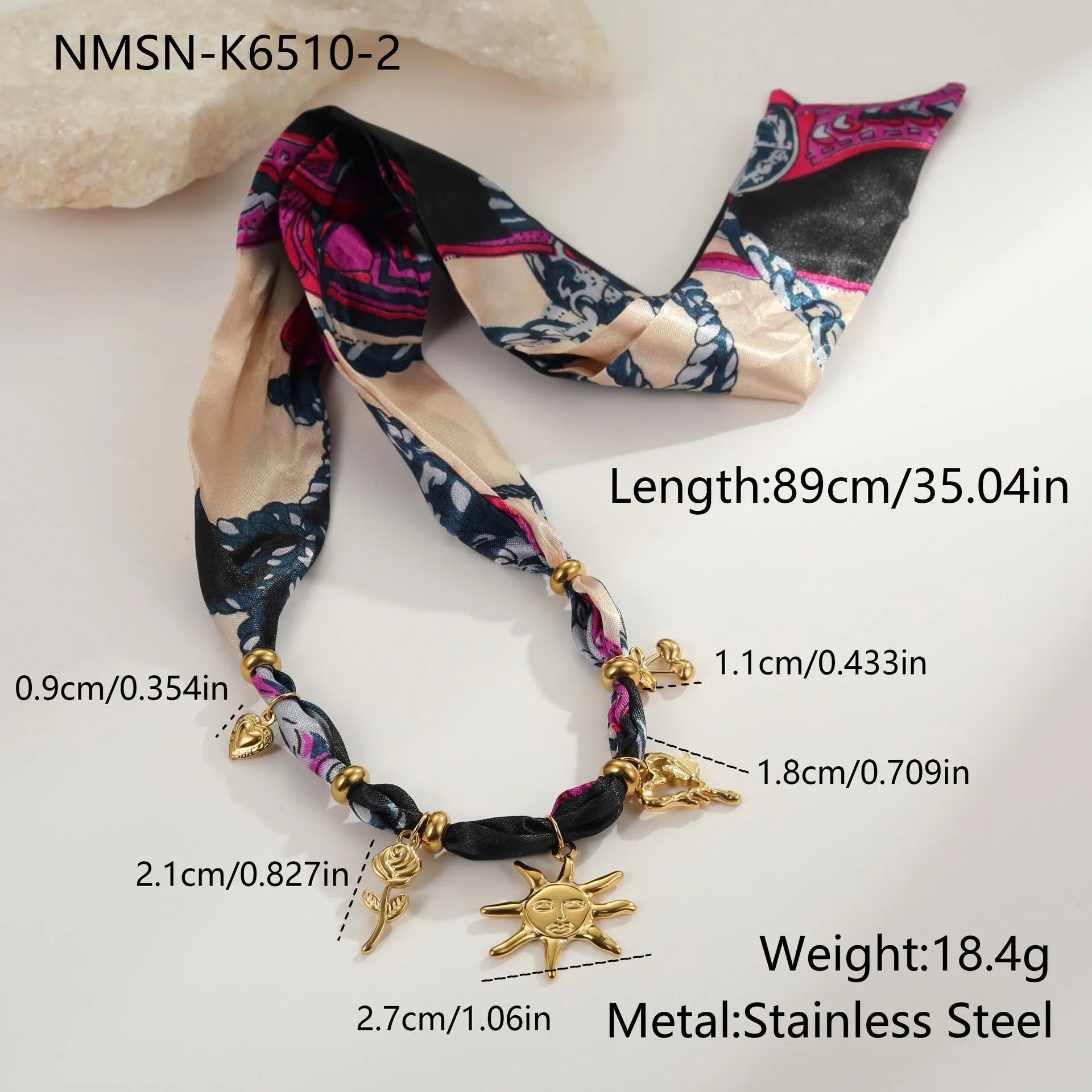 Women's geometric sun pendant necklace and bracelet in stainless steel with 18K electroplating for autumn winter wear