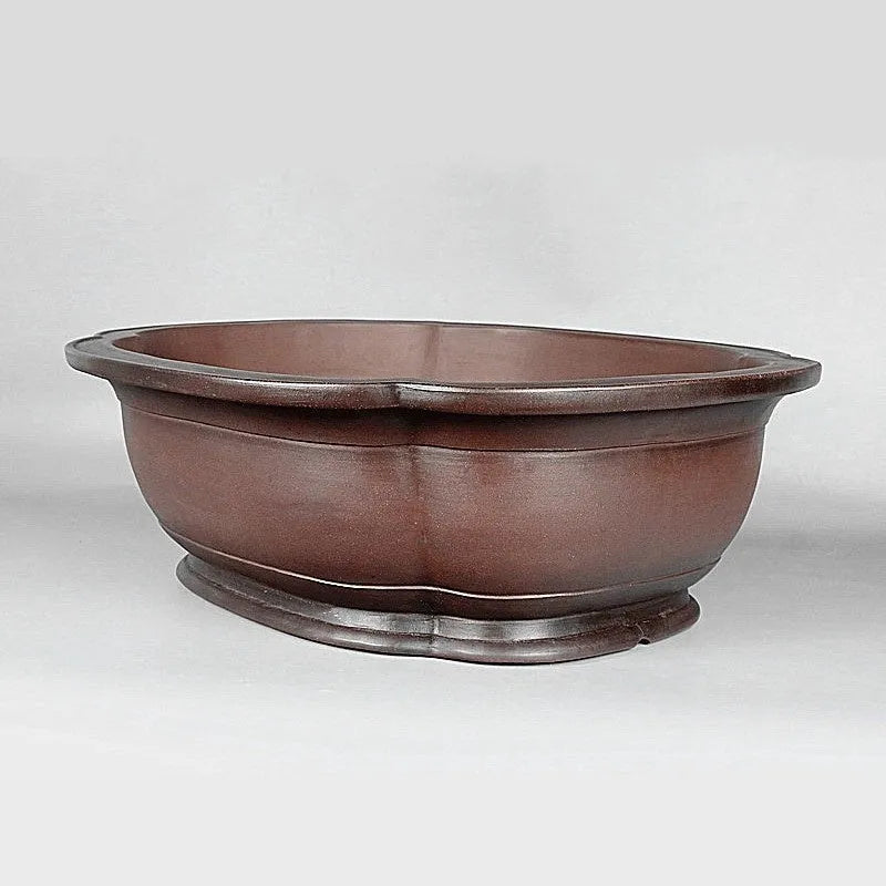 Handmade Chinese style crabapple shaped purple clay flowerpot measuring 74cm long
