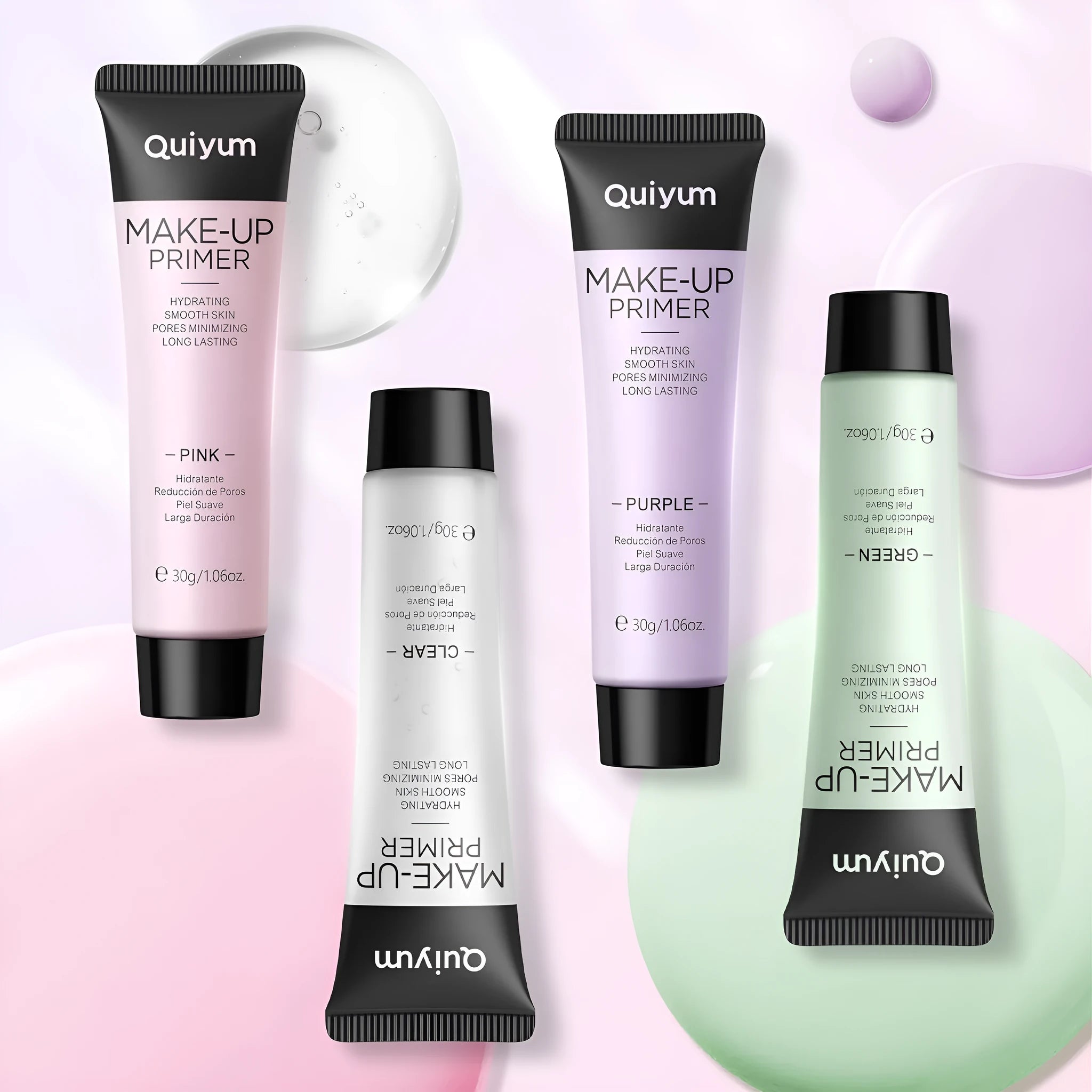 30g colour-correcting makeup primer box showing green, pink, and purple tones