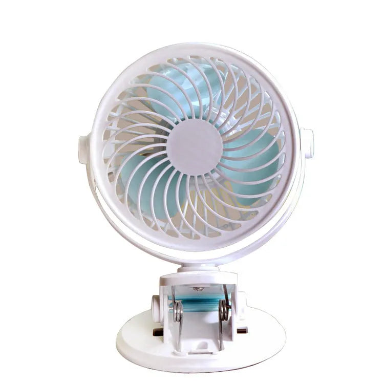USB-powered portable desk fan with clip mount option and 3 blades for quiet personal cooling