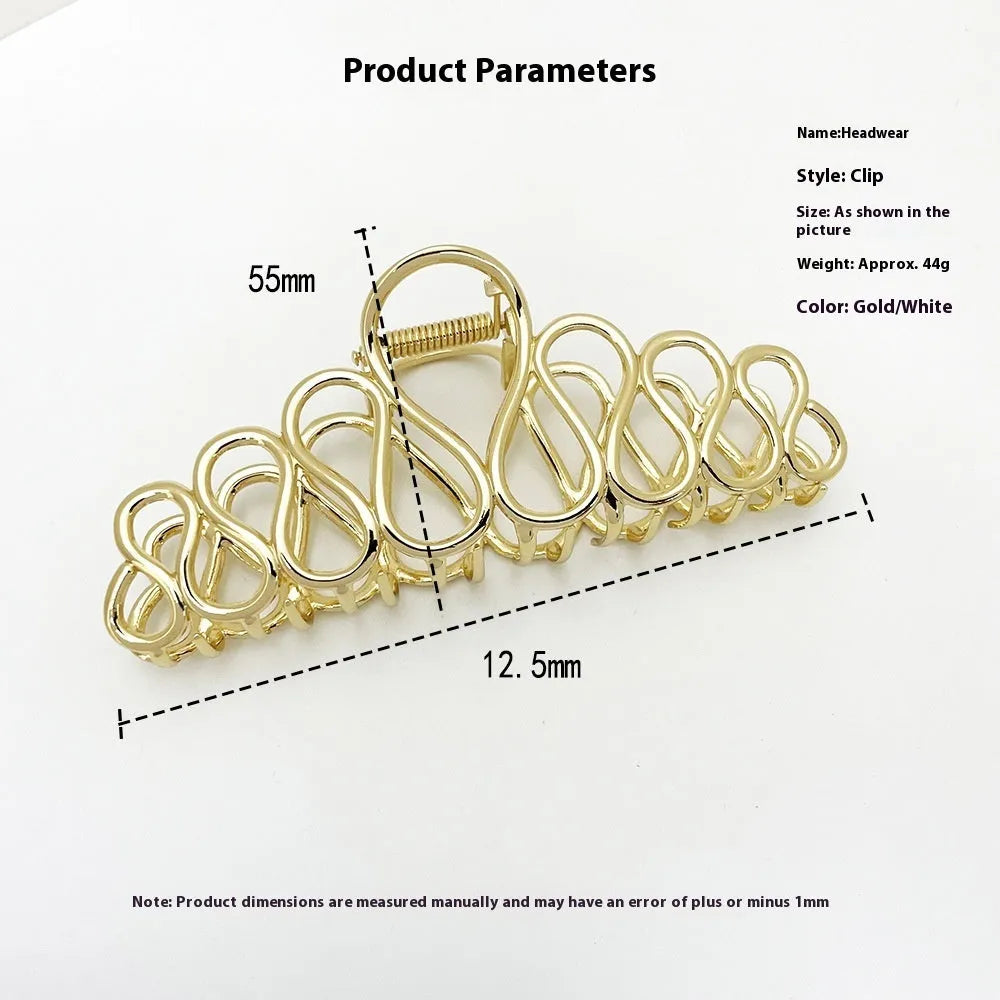 Large minimalist hair clip with tassel detail in gold or silver electroplated alloy
