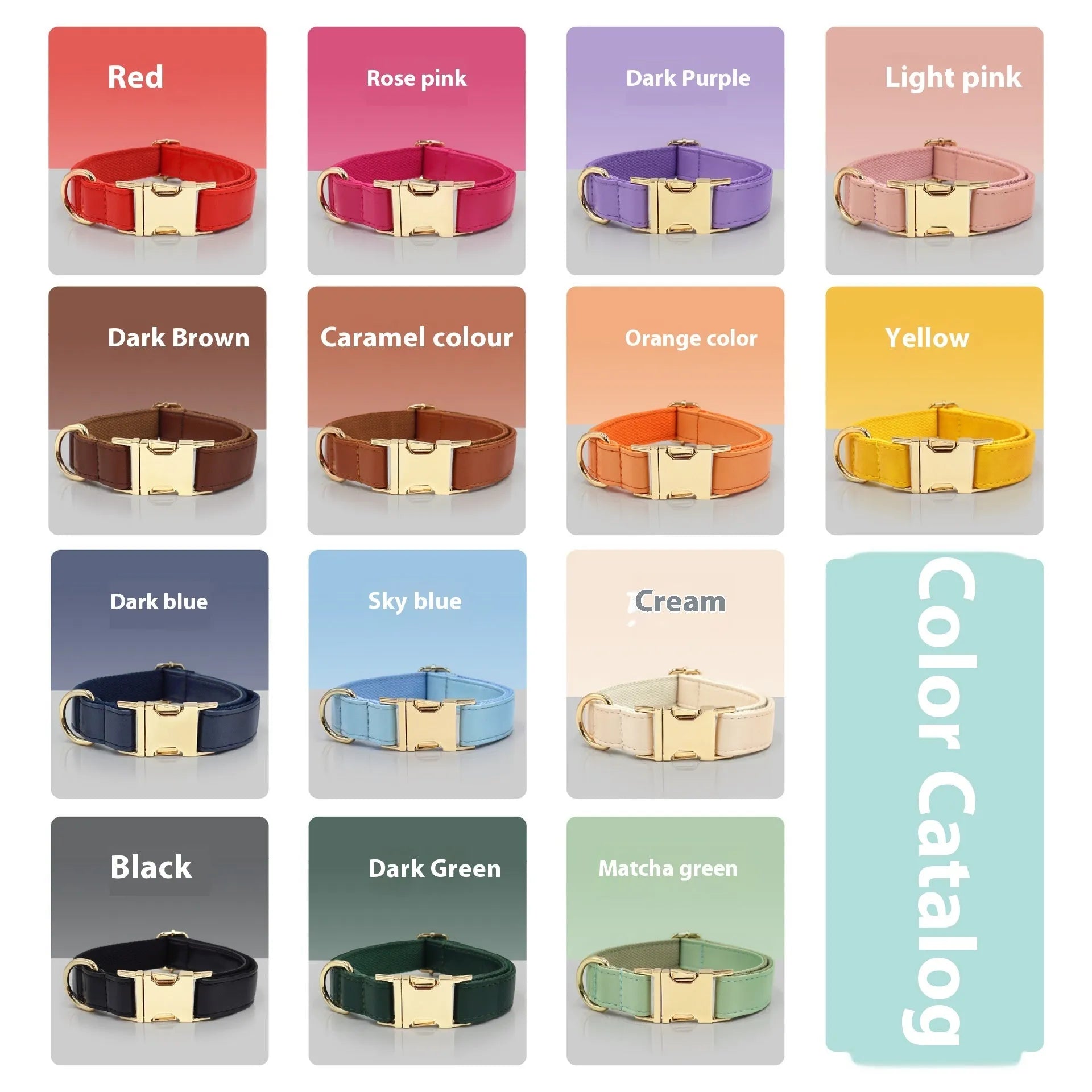 Simple colour blocking velvet leather dog collar in caramel colour with size tag