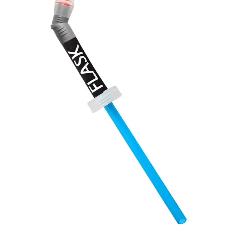 Plastic portable drinking straw for mountain biking and climbing on rough terrain.