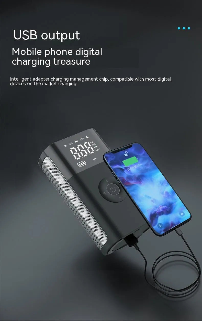 Handheld wireless digital air pump with ABS body and display screen for car and bicycle tire inflation
