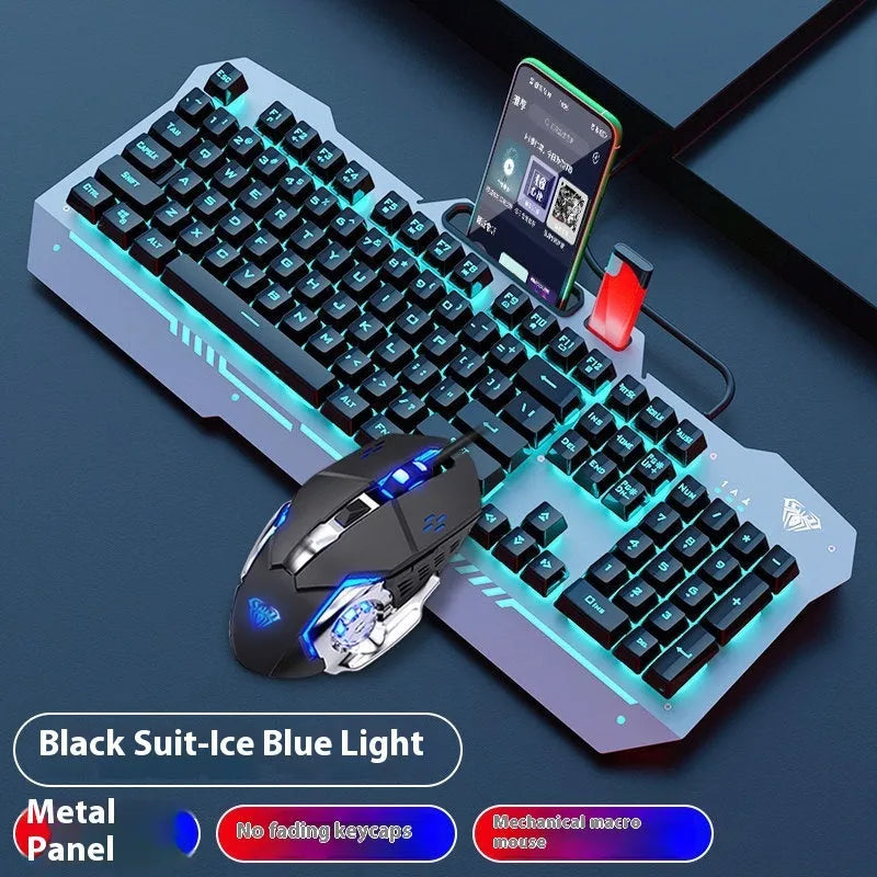 Black and white wired keyboard mouse headset bundle for desktop computer setups