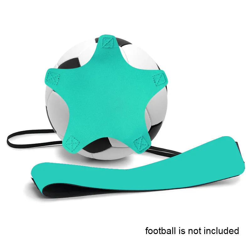 A purple neoprene football juggling belt with a five-corner geometric pattern, laid flat.