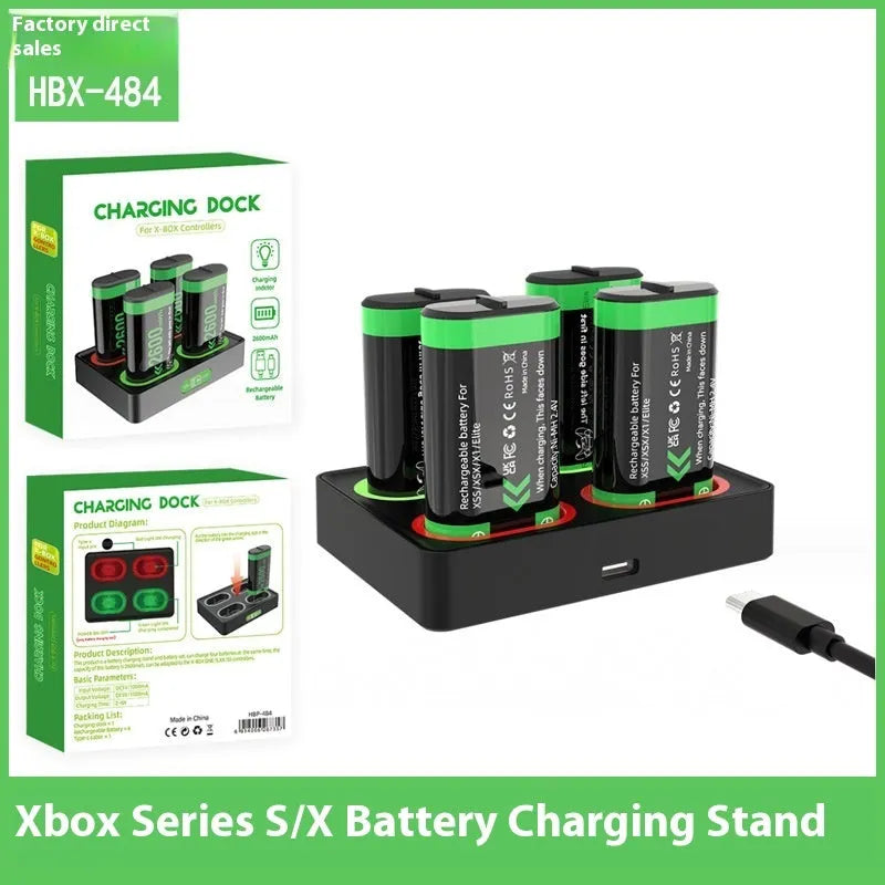 Black ABS portable battery charging base for Xbox One and Series X/S controllers, 147x139x22mm