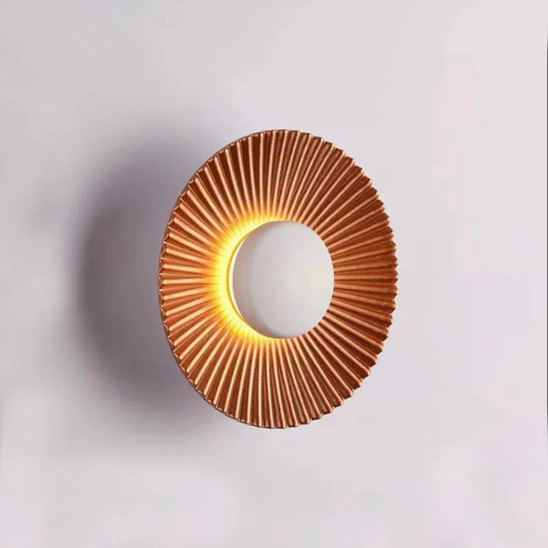 Round aluminium wall lamp with white and gold colour combinations for bedroom or living room