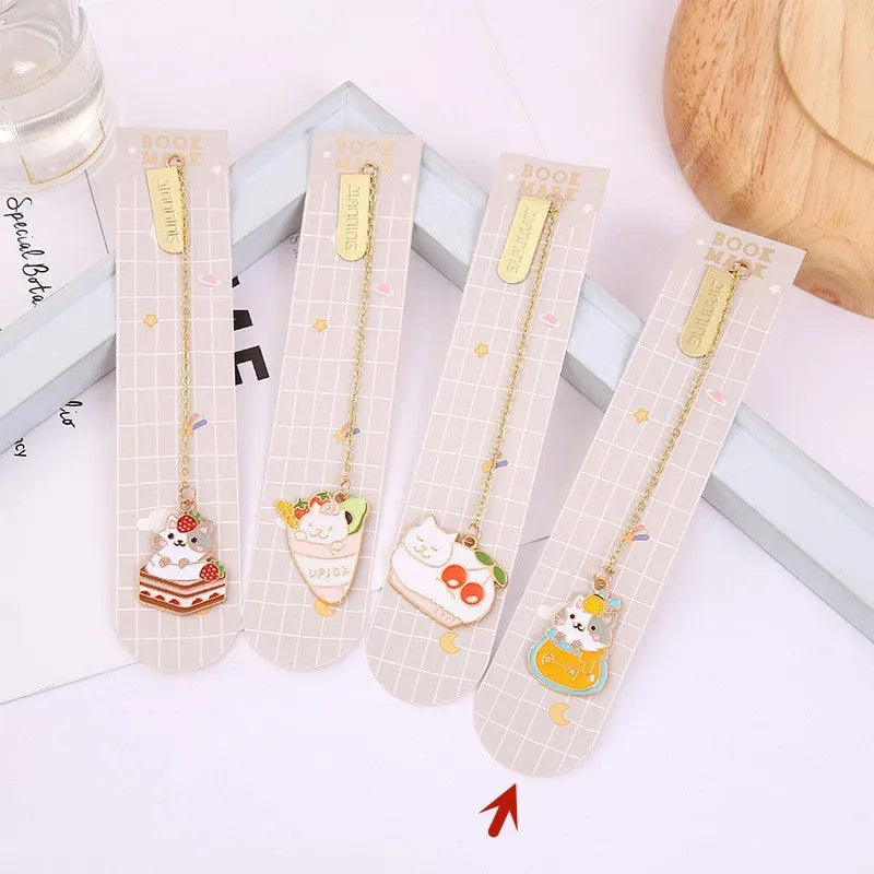 Jane Lime Foodie Cute Cat metal bookmark in choice of four cartoon styles.