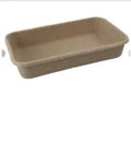 Brown disposable waterproof cat litter box shown in three different size options.