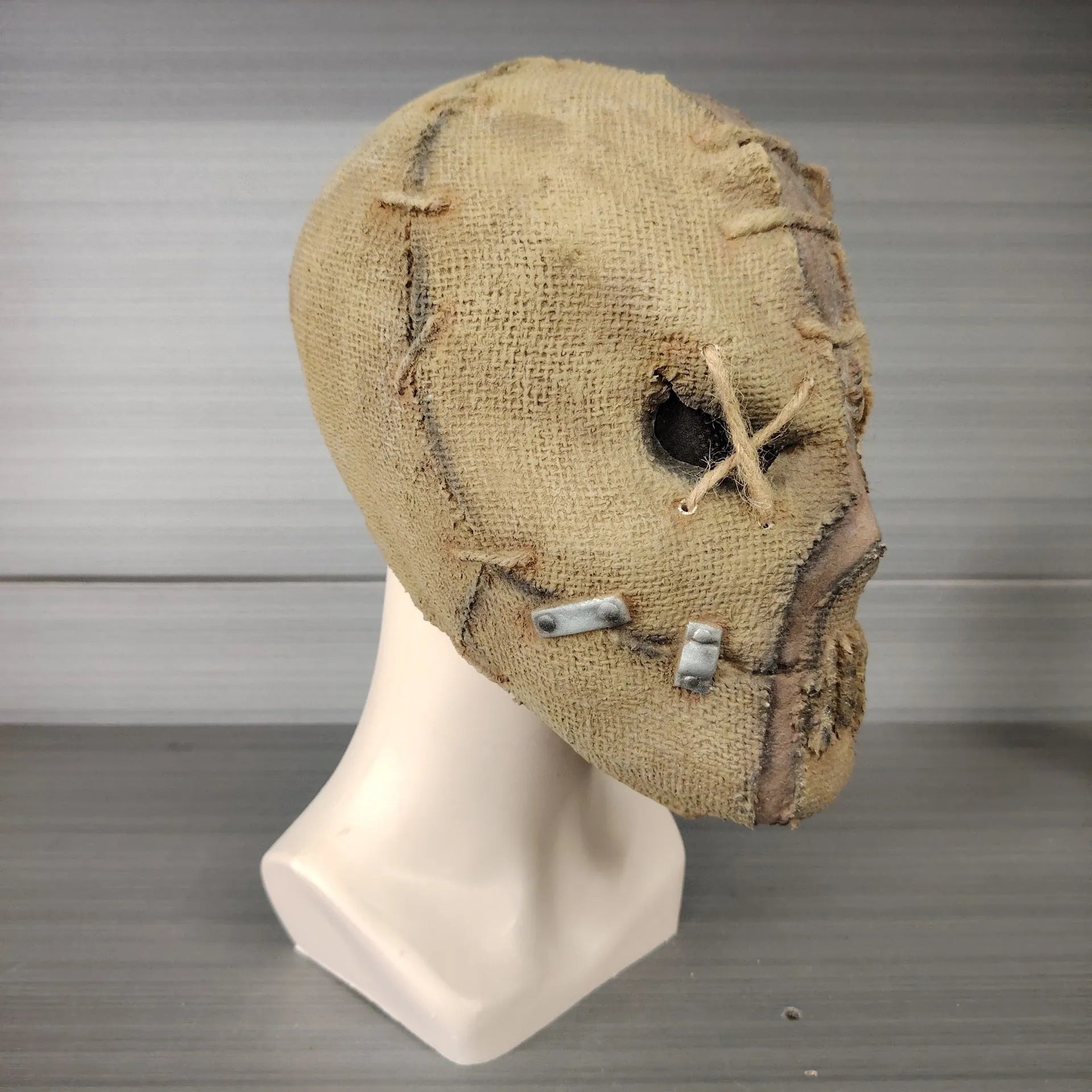 Latex horror mask head cover featuring scar skull design for Halloween and holiday costume events