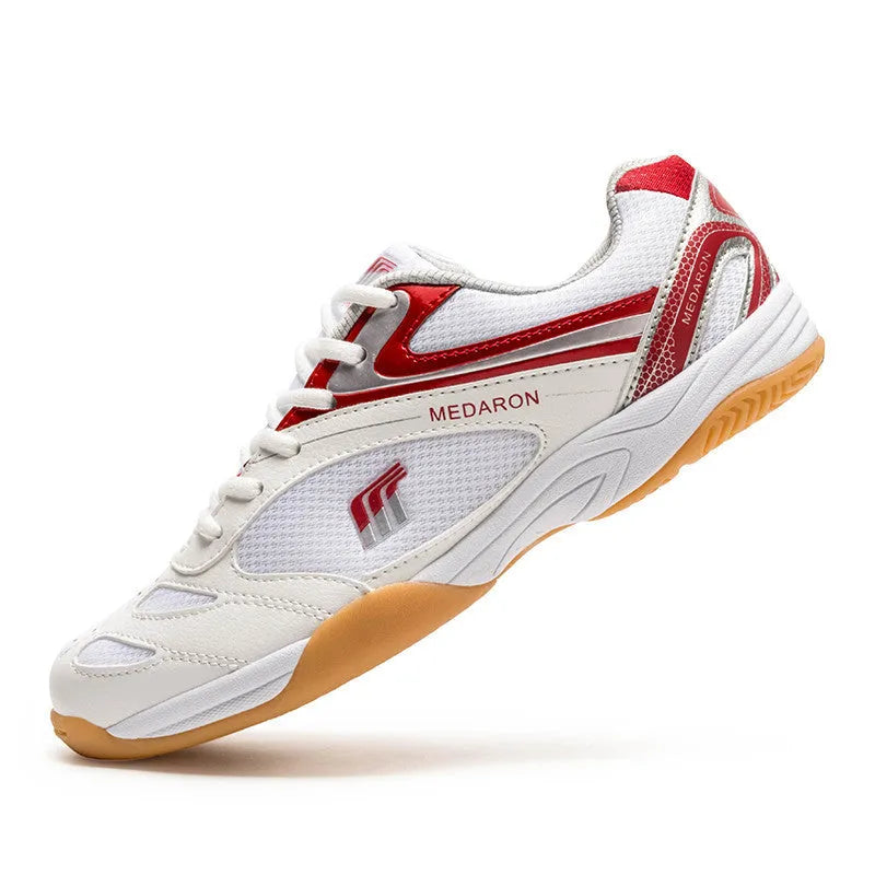 Mesh table tennis sneakers 615 white blue with synthetic leather upper and rubber outsole