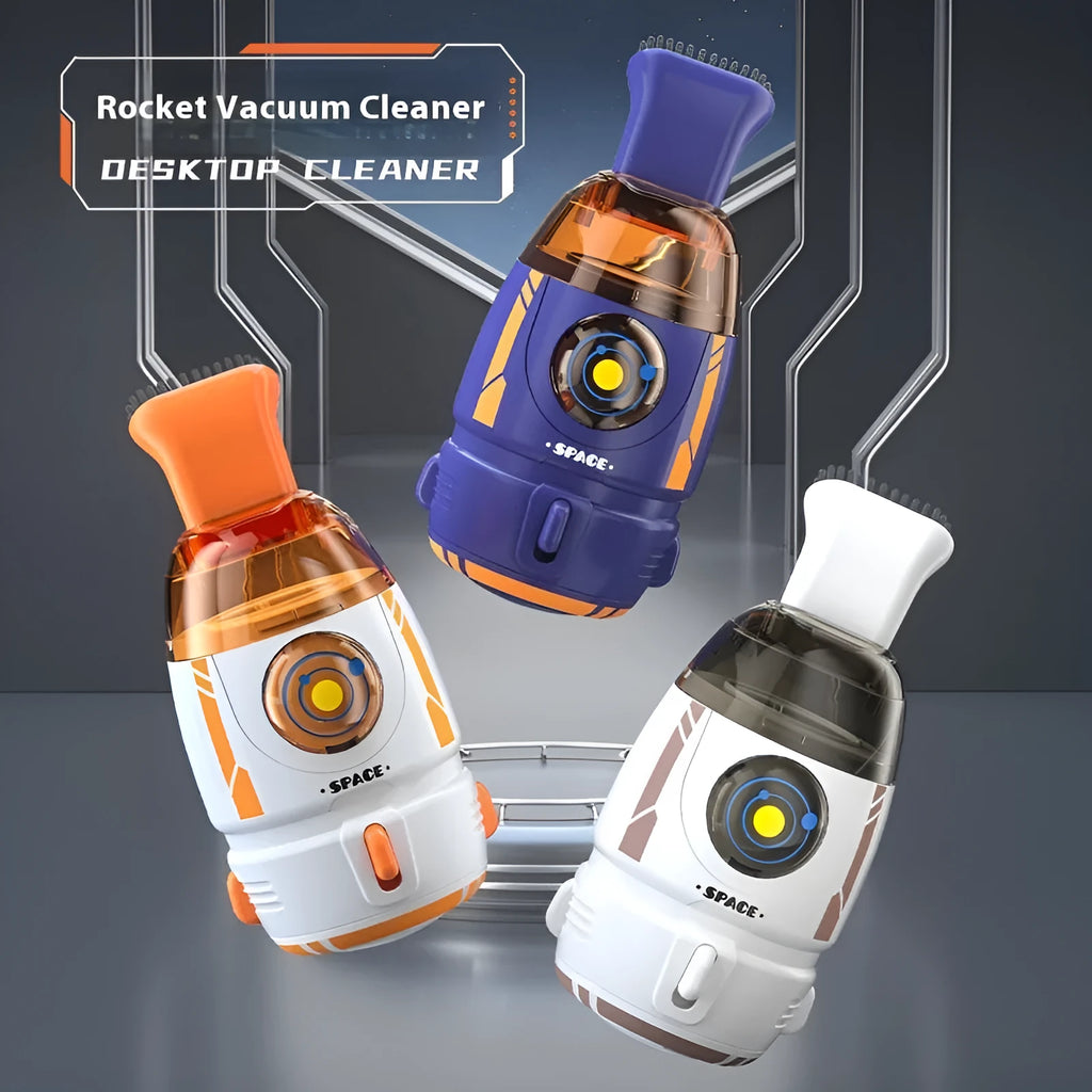 USB charging handheld desktop vacuum cleaner in multiple colour options including blue, orange, and grey white designs