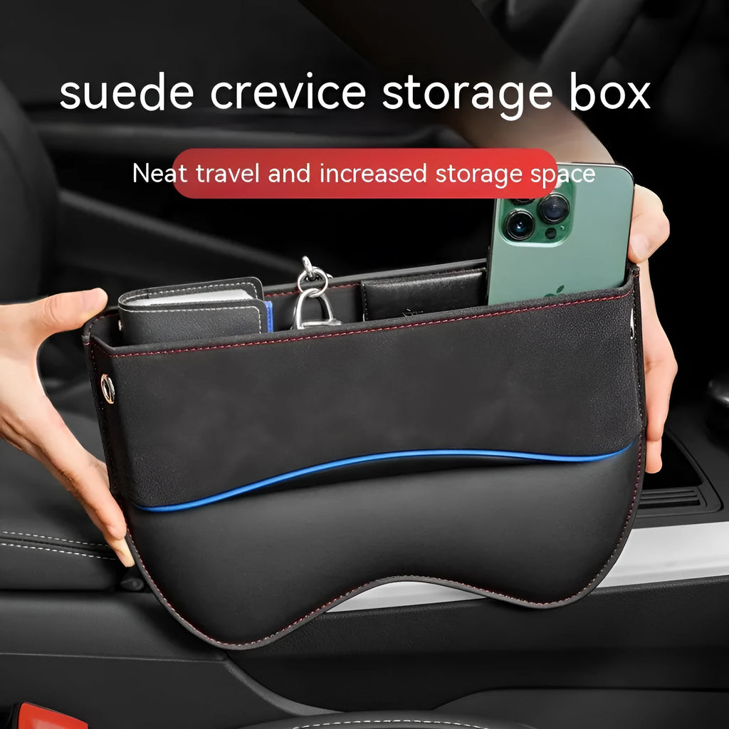 Waterproof leather car seat storage box in beige, black, brown, green or red with pressure-resistant design