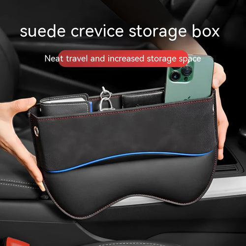 Waterproof leather car seat storage box in beige, black, brown, green or red with pressure-resistant design