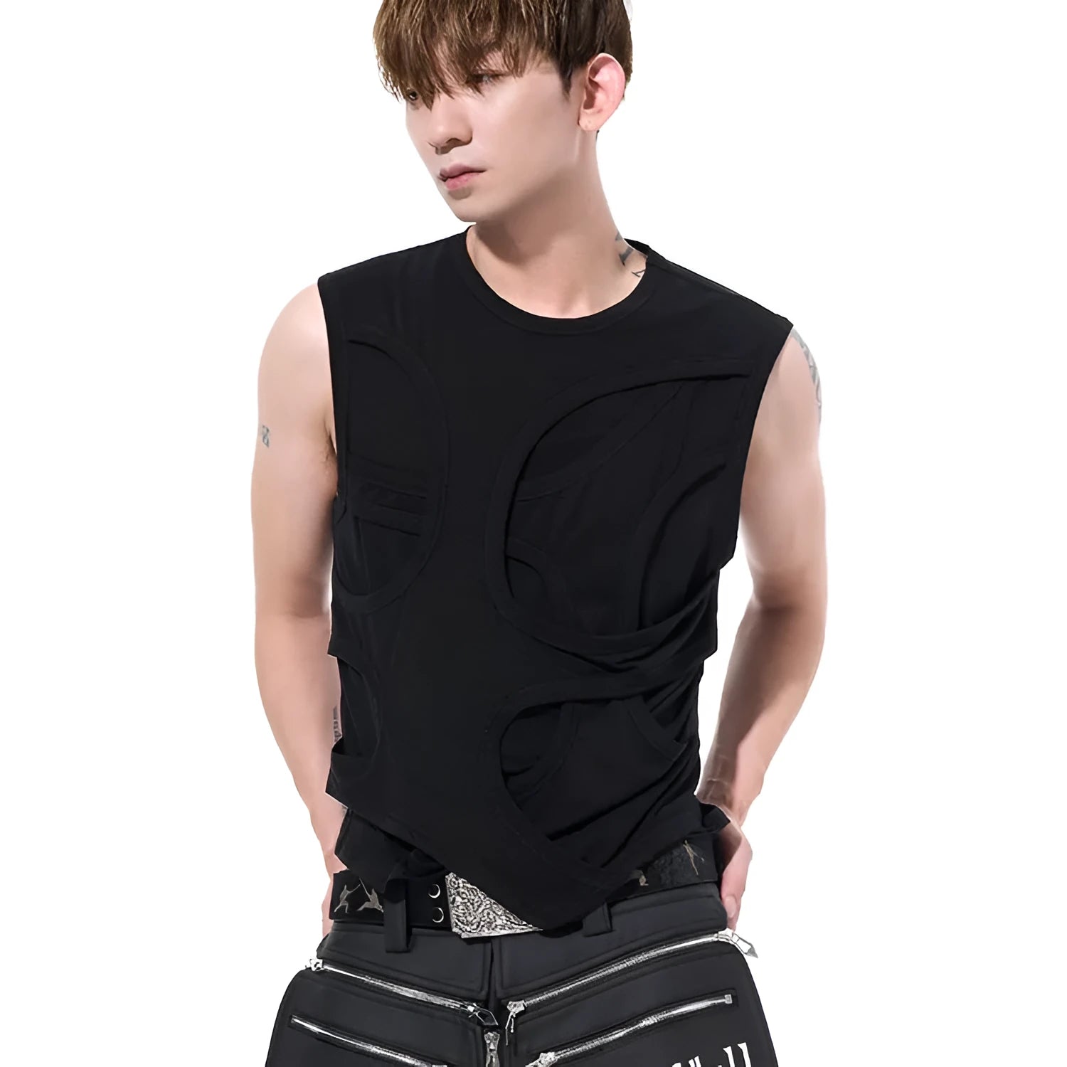 Men's solid colour lyocell vest tank top in black or grey on hanger