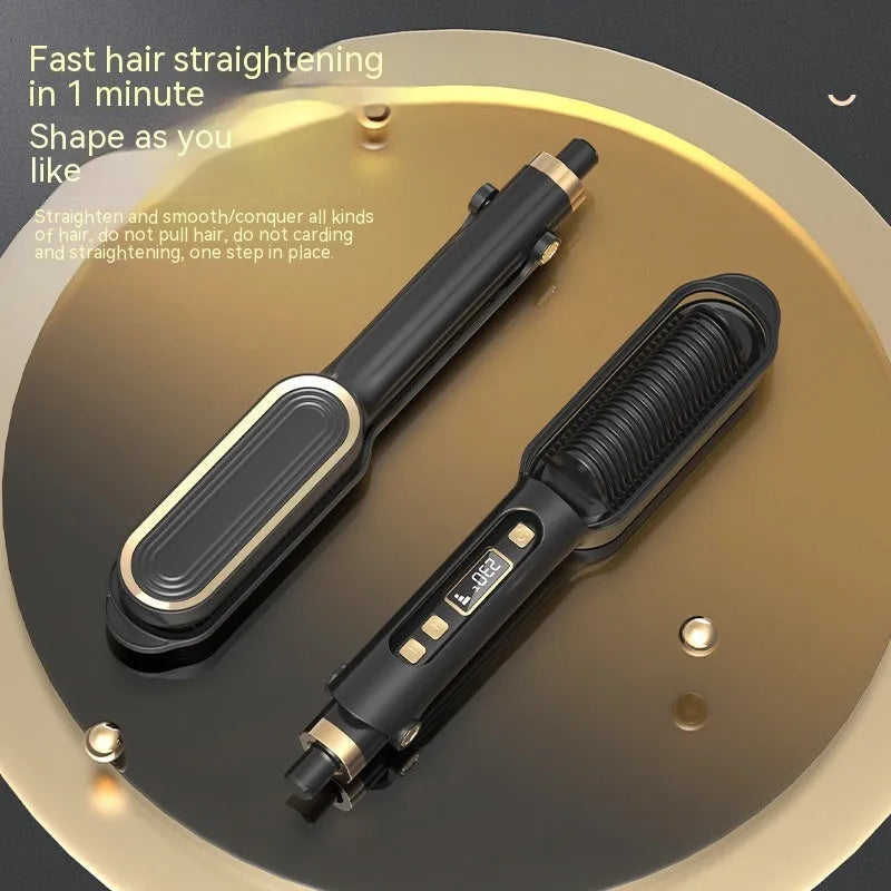 Anion Splint Electric Hair Curler 35W AC Black with straight hair inner buckle and included comb