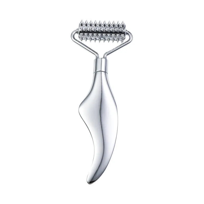 Stainless steel facial massage roller and scraping board set with heart-shaped eye tool