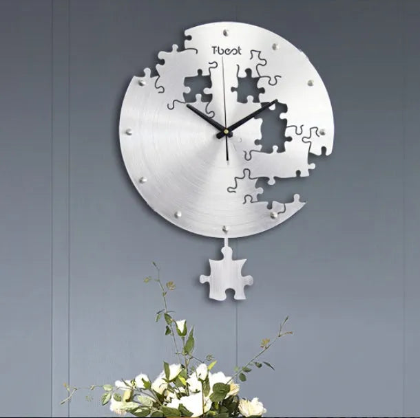 16 inch circular silent wall clock aluminium alloy black modern design living room decor