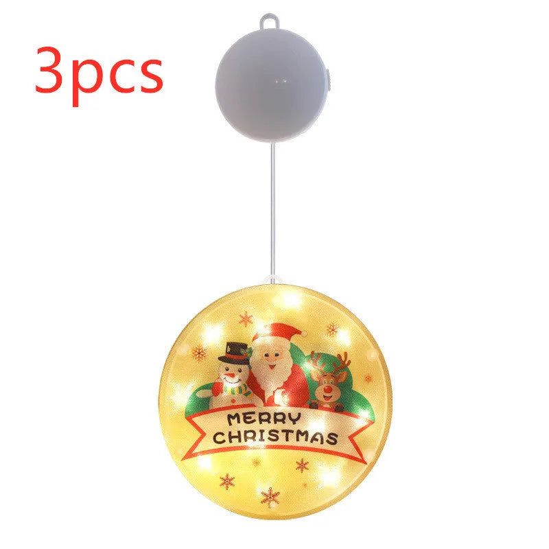 Set of three LED Christmas hanging lights in warm white with plastic shell