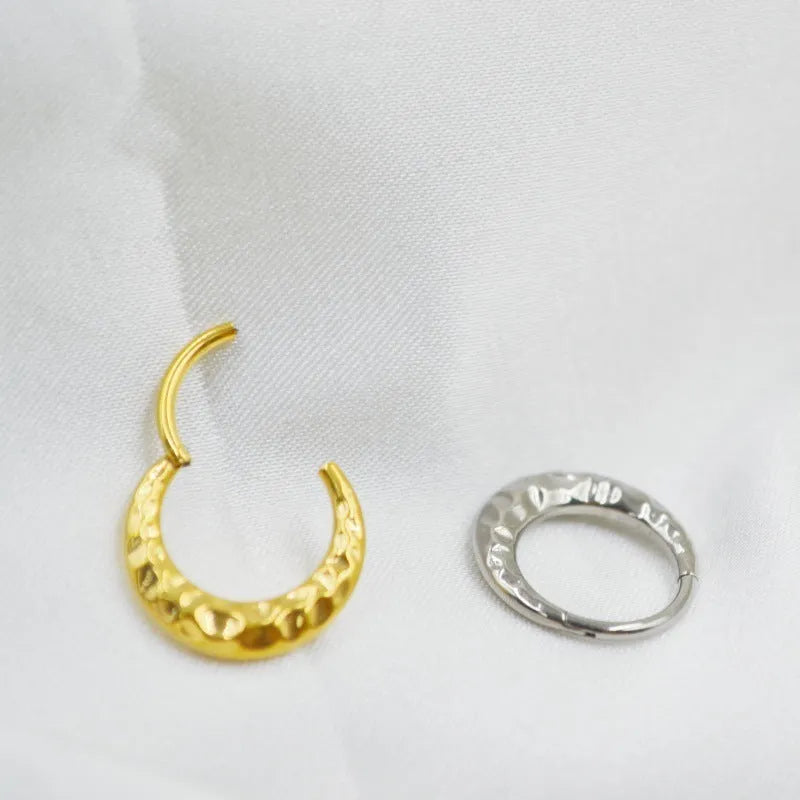 Titanium alloy concave-convex nose ring in gold or silver colour with 8mm or 10mm length options