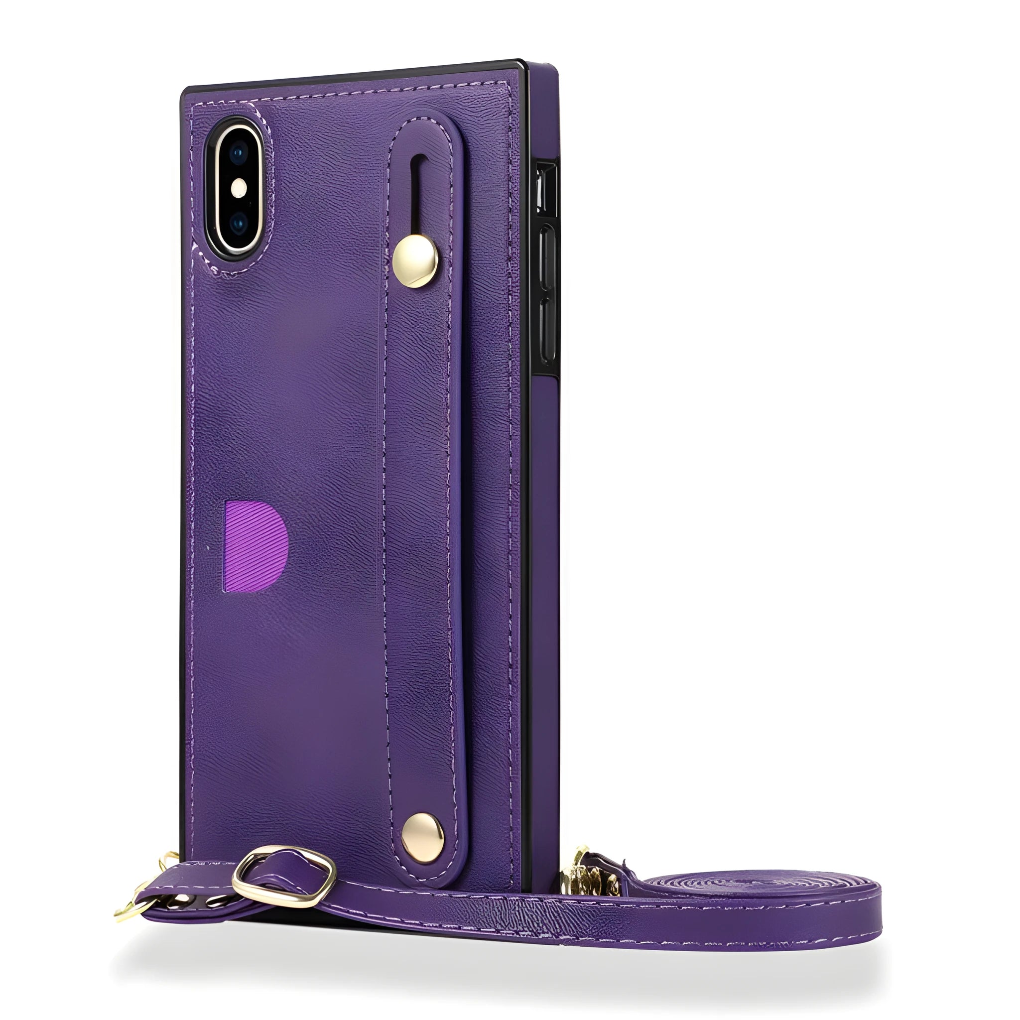 Leather messenger phone case with card holder and wristband for iPhone in five colour options