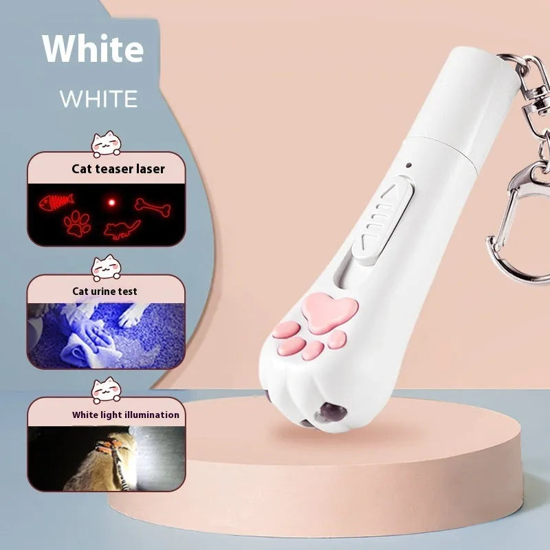 USB rechargeable cat teaser toy with self-moving mechanism and catnip-scented feather attachment