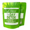 Box of 14-day herbal detox tea with 14 individual 3g sachets for weight loss.