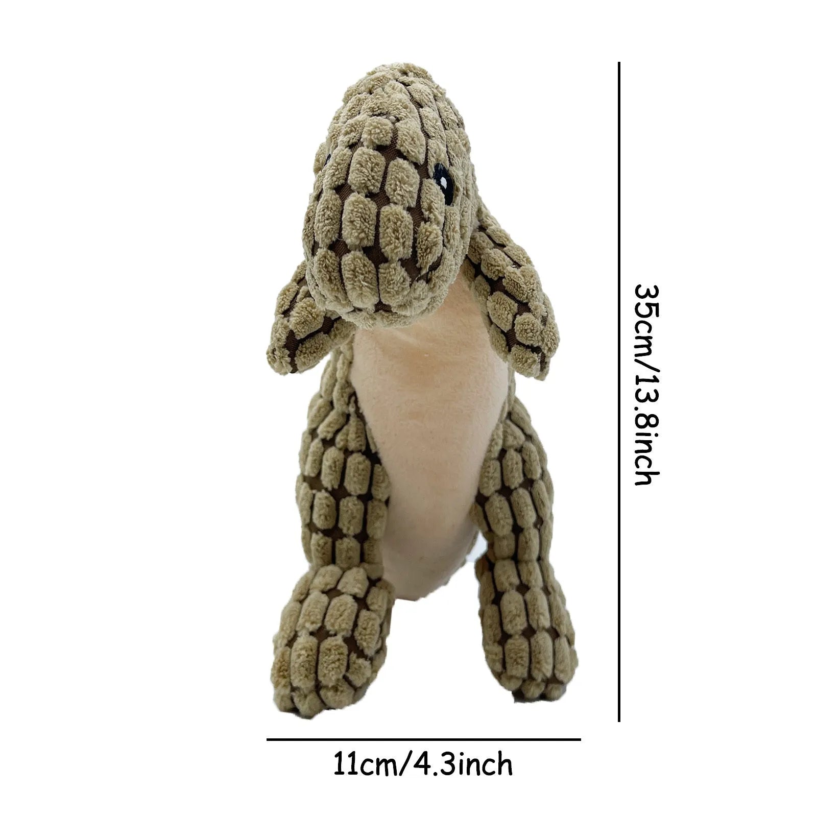 35 cm long dog chew toy with squeaker sound in grey, green or orange colours