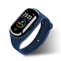 Smart bracelet earphone combination device with 1-inch screen on silicone wristband in black colour