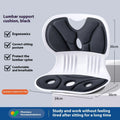 Grey waist support seat cushion with lumbar pillow design on an office chair