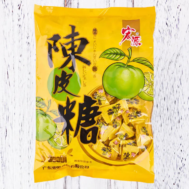 Assorted bags of plum, guava, and tangerine peel flavoured hard sweets for parties.