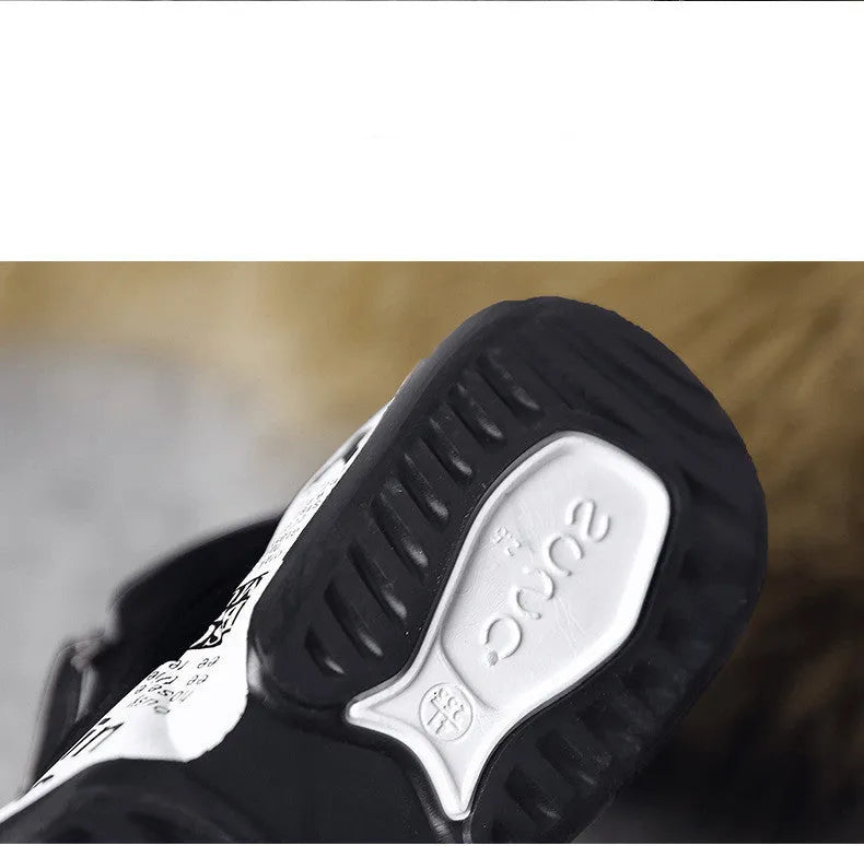 Men's high-top snow boots in 2280 black and white with suede upper and lace-up closure