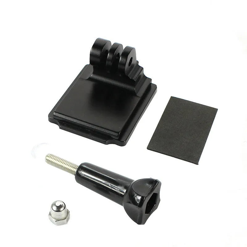 Black aluminium alloy and plastic helmet holder with quick release bracket for GoPro 3 and 4 cameras