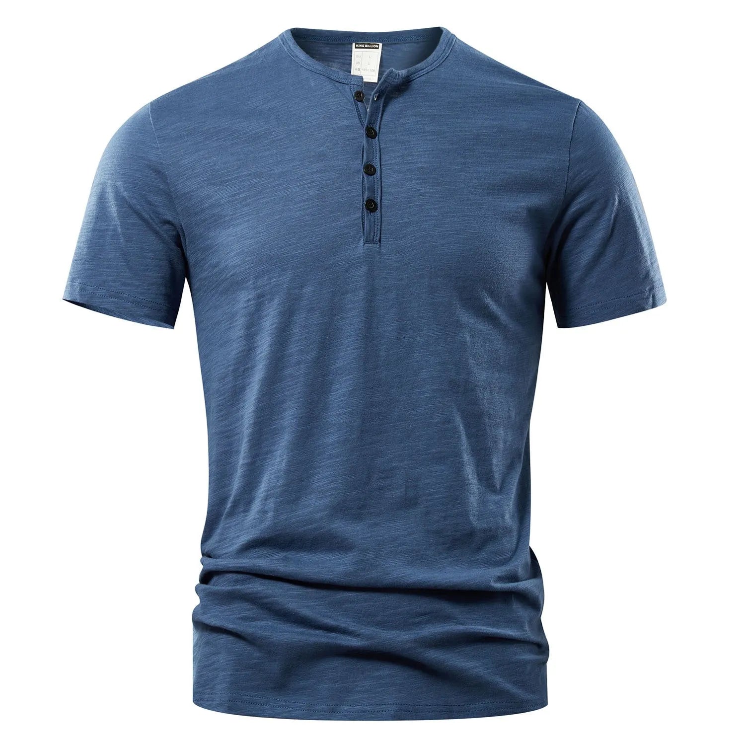 Men's slub cotton casual short sleeve shirt in solid colour with British style pullover design