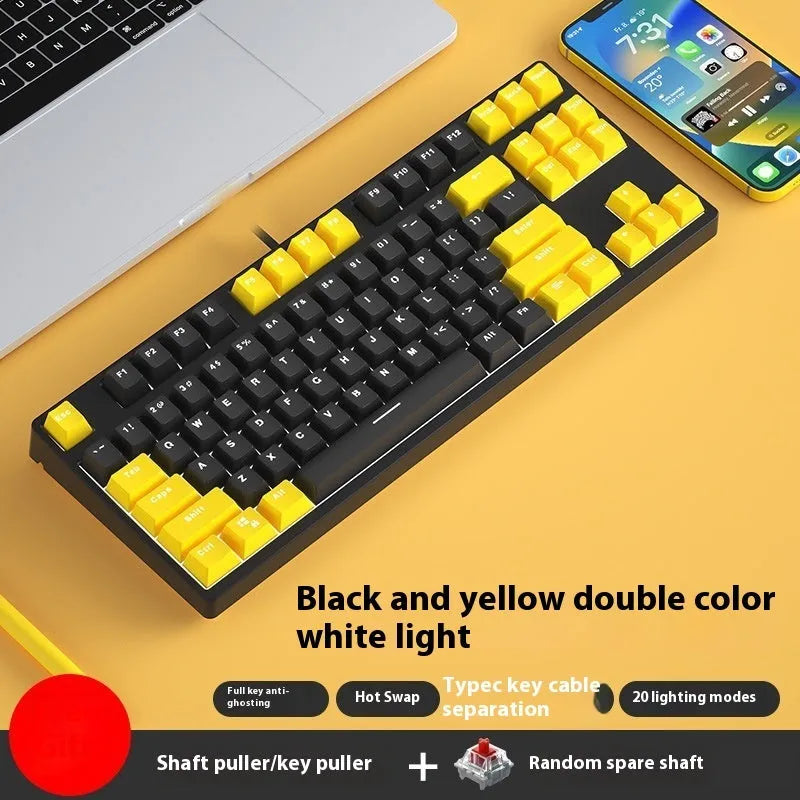 87-key mechanical gaming keyboard with colourful keycaps and metal chassis