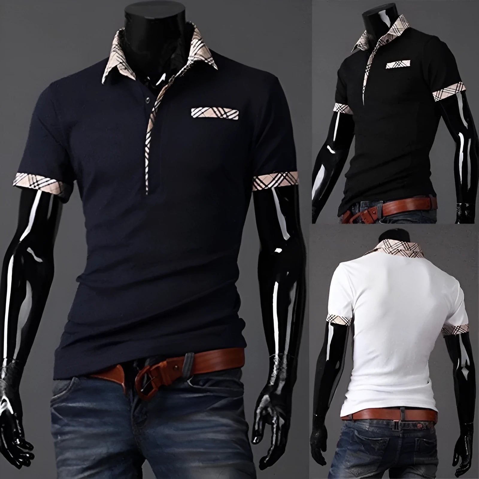 Summer Polo T-shirt in cotton polyester blend with casual lapel collar short sleeves men's top
