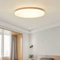 Japanese minimalist wood and acrylic LED ceiling lamp with three colour light settings.