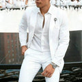 Men's white slim fit two-piece suit jacket and trousers for weddings