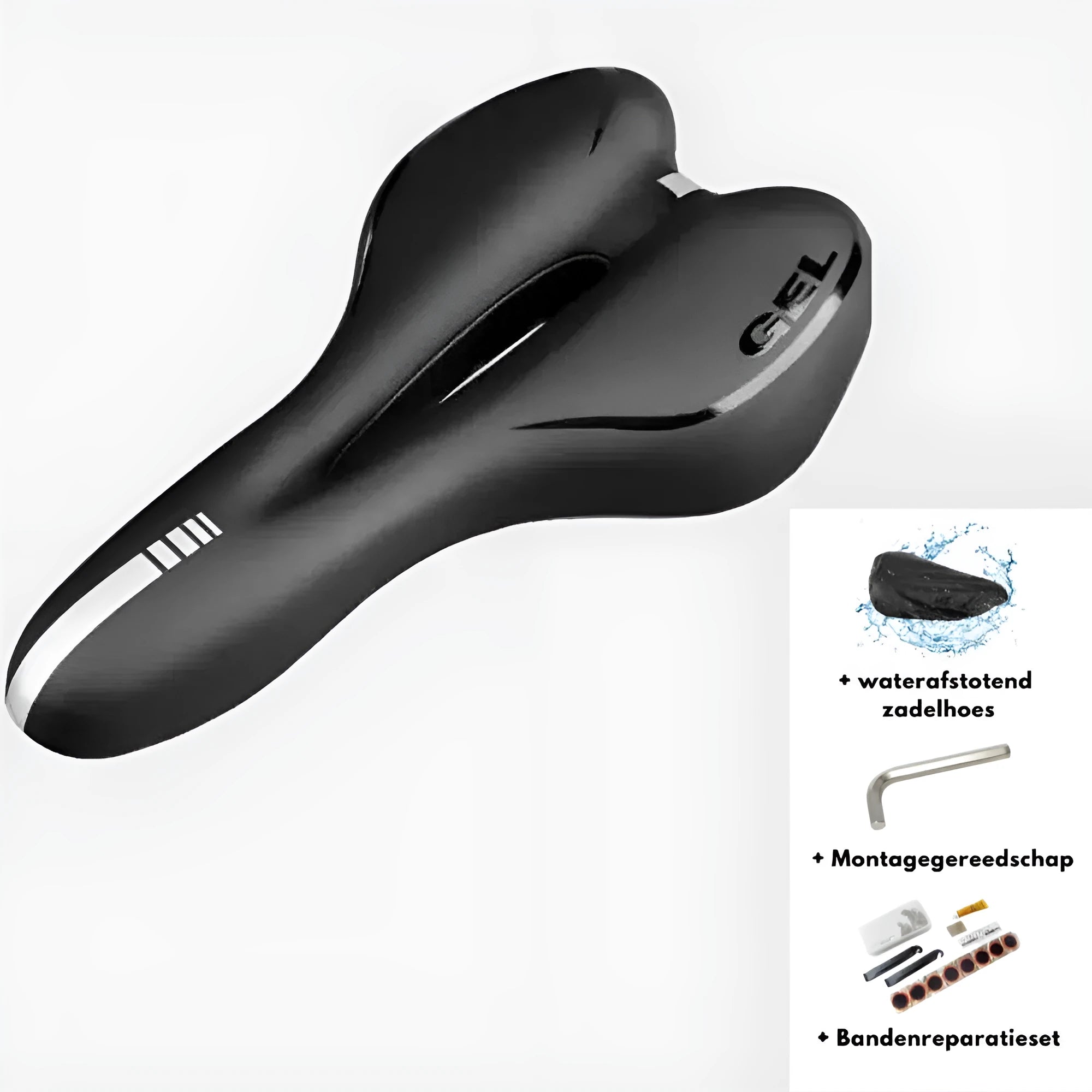 Bicycle saddle cushion with thickened silicone padding and PU leather cover including waterproof accessory