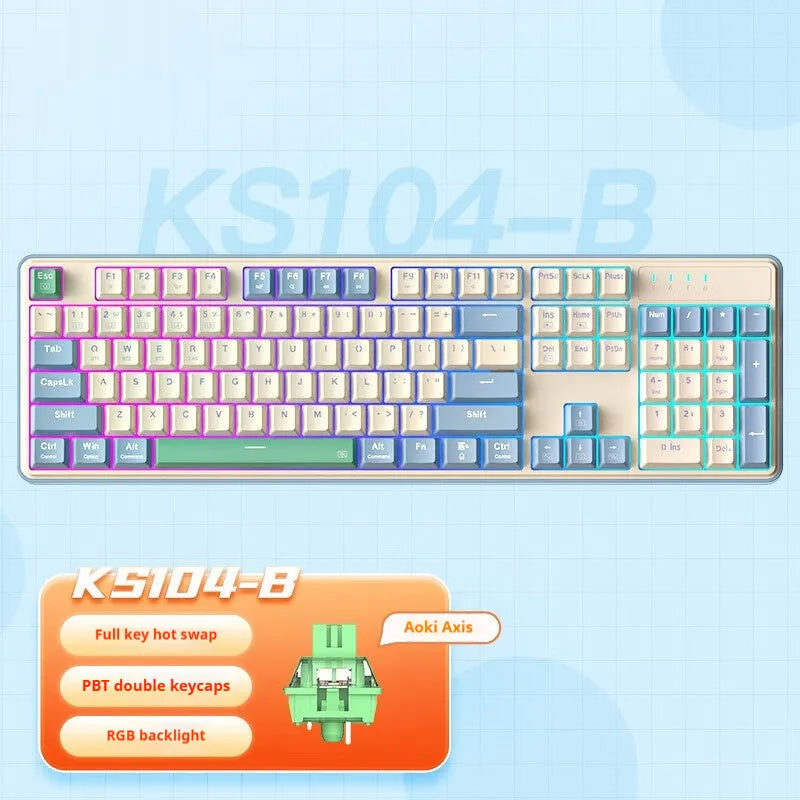 Three-mode mechanical gaming keyboard with RGB lighting in black and white colour scheme