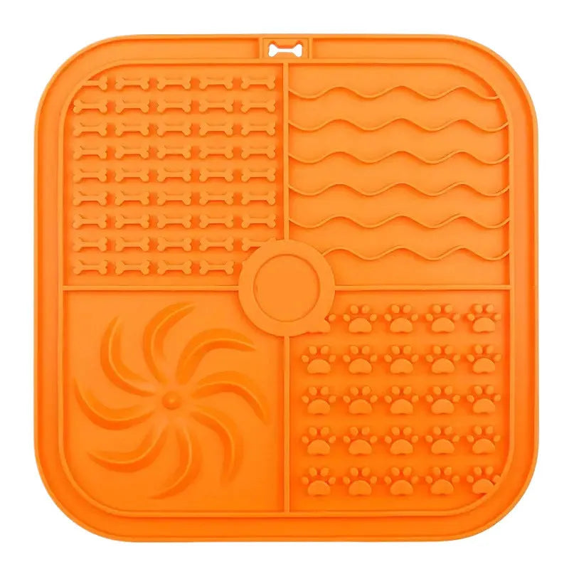 Bottom suction cup non-slip silicone pet slow food mat in gray for dogs and cats