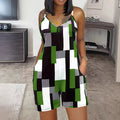 Womens sleeveless V-neck jumpsuit with inner pocket in polyester fabric