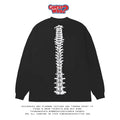 Dark-style spine print street skateboard sweatshirt casual long-sleeved cotton t-shirt in black