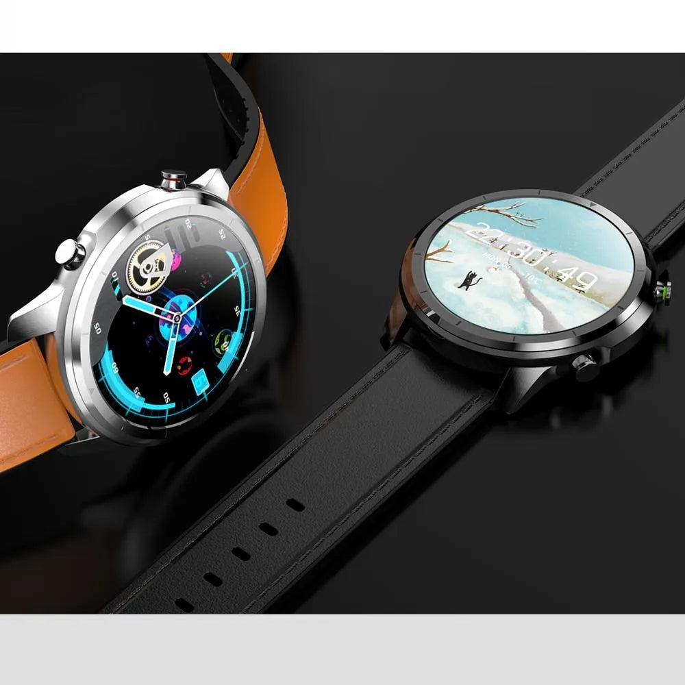 LEMFO LF26 smart bracelet with 1.3-inch screen shown in black and silver colour options.
